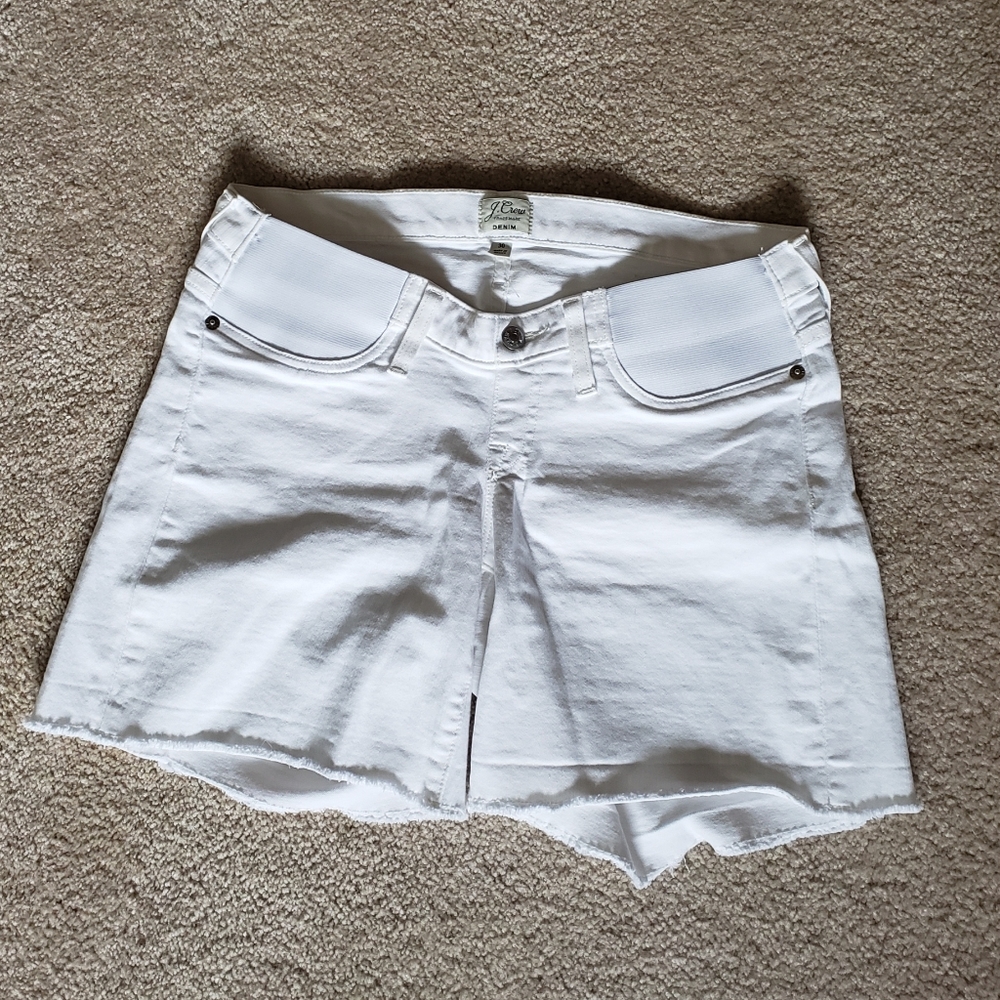 J. Crew White Maternity Shorts Under Belly